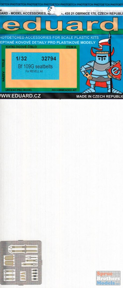 EDU32794 1:32 Eduard Color PE - Bf 109G Seatbelts (REV kit)