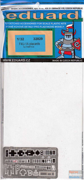 EDU32829 1:32 Eduard Color PE - F4U-1A Corsair Placards (TAM kit)