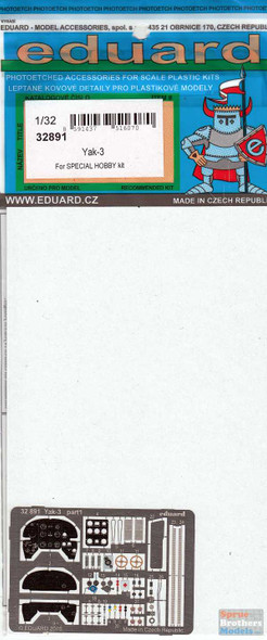 EDU32891 1:32 Eduard Color PE - Yak-3 Detail Set (SPH kit)