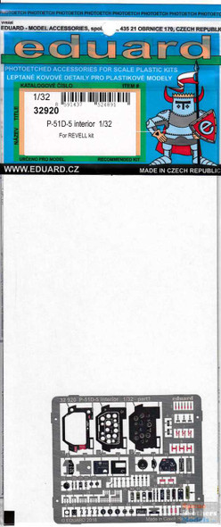 EDU32920 1:32 Eduard Color PE - P-51D Mustang Interior Detail Set (REV kit)