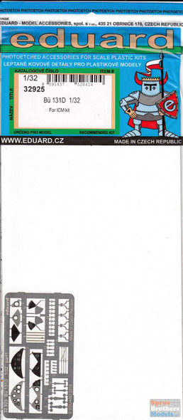 EDU32925 1:32 Eduard Color PE - Bu 131D Detail Set (ICM kit)