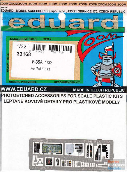 EDU33168 1:32 Eduard Color Zoom PE - F-35A Lightning II Detail Set (ITA kit)