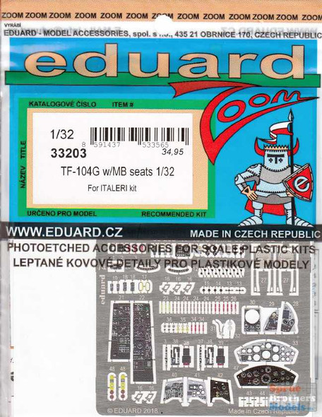 EDU33203 1:32 Eduard Color Zoom PE - TF-104G Starfighter (with MB Seats) (ITA kit)