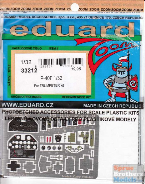 EDU33212 1:32 Eduard Color Zoom PE - P-40F Warhawk (TRP kit)