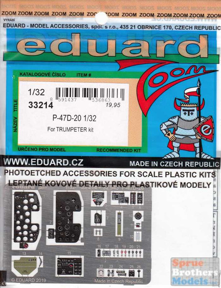 EDU33214 1:32 Eduard Color Zoom PE - P-47D-20 Thunderbolt (TRP kit)
