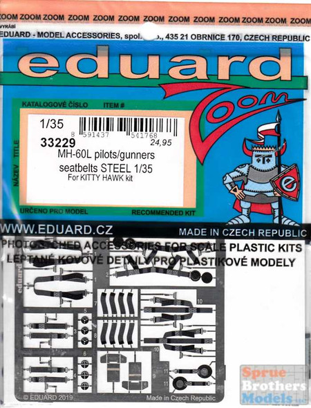 EDU33229 1:35 Eduard Color Zoom PE - MH-60L Black Hawk Pilots/Gunners Seatbelts [STEEL] (KTH kit)