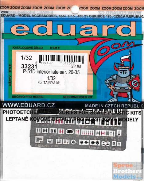 Ätzsatz Neu Eduard Accessories 32515-1:32 P-51D Mustang Placards 
