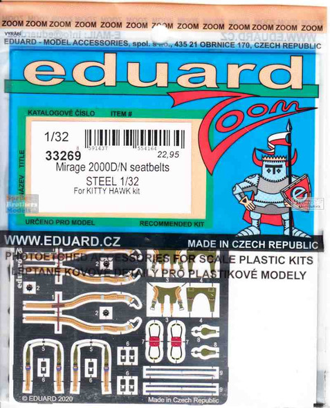 EDU33269 1:32 Eduard Color Zoom PE - Mirage 2000D/N Seatbelts [STEEL] (KTH kit)