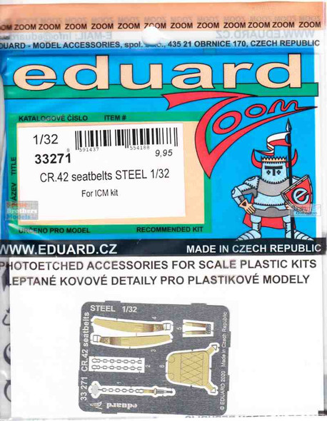 EDU33271 1:32 Eduard Color Zoom PE - CR.42 Falco Seatbelts [STEEL] (ICM kit)