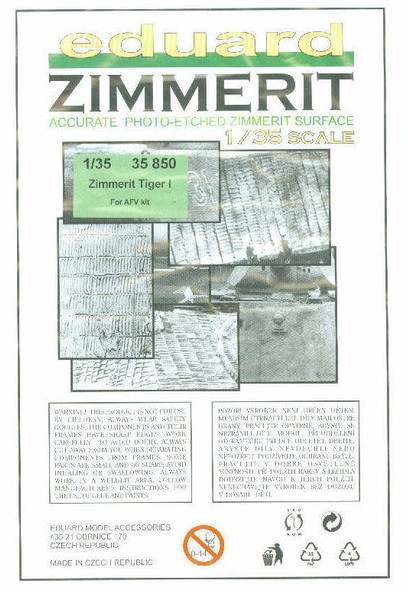EDU35850 1:35 Eduard PE - Tiger I Zimmerit (AFV kit) #35850