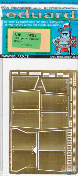 EDU36261 1:35 Eduard PE - King Tiger Last Production Fenders Set (ACA kit)