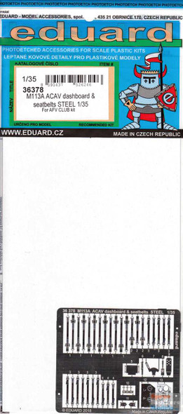 EDU36378 1:35 Eduard PE - M113A ACAV Dashboard & Seatbelts [STEEL] (AFV kit)