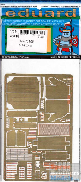 EDU36418 1:35 Eduard PE - T-34/76 Detail Set (ZVE kit)