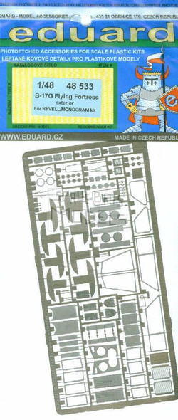 EDU48533 1:48 Eduard PE - B-17G Flying Fortress Exterior Set (REV kit) #48533