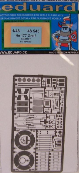 EDU48543 1:48 Eduard PE - He177 He 177 Grief Exterior Set (MPM kit) #48543