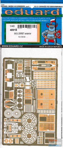 EDU48918 1:48 Eduard PE - MiG-25RBT Foxbat Exterior Detail Set (ICM kit)