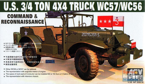 AFV35S16 1:35 AFV Club WC57 / WC56 US 3/5 ton 4x4 Truck Command & Reconnaissance