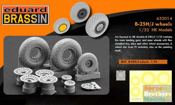 EDU632014 1:32 Eduard Brassin B-25H B-25J Mitchell Wheels Set (HKM kit)