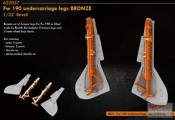 EDU632057 1:32 Eduard Brassin Fw 190 Bronze Undercarriage Legs / Landing Gear (REV kit)