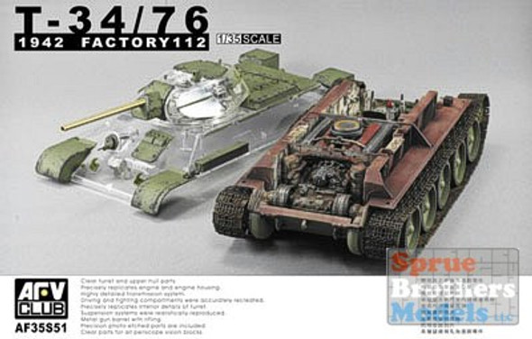 AFV35S51 1:35 AFV Club Russian T-34 / 76 Tank with Clear Turret and Upper Hull #35S51