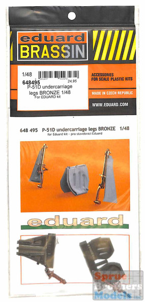 EDU648495 1:48 Eduard Brassin P-51D Mustang Undercarriage / Landing Gear Legs [Bronze] (EDU kit)