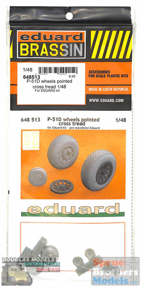 EDU648513 1:48 Eduard Brassin P-51D Mustang Wheels Pointed Cross Tread (EDU kit)