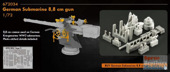 EDU672034 1:72 Eduard Brassin German Submarine 8.8cm Gun (REV kit)