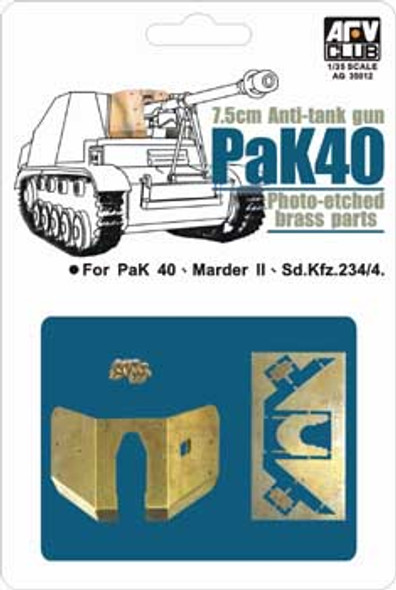 AFVAG35012 1:35 AFV Club 7.5cm Anti-Tank Gun PaK40 Pressed Gun Shield #AG35012