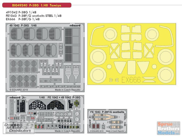 EDUBIG49240 1:48 Eduard BIG ED P-38G Lightning Color PE Super Set (TAM kit)