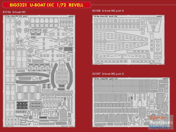 EDUBIG5321 1:72 Eduard BIG ED U-Boat Mk.IXC PE Super Set (REV kit)