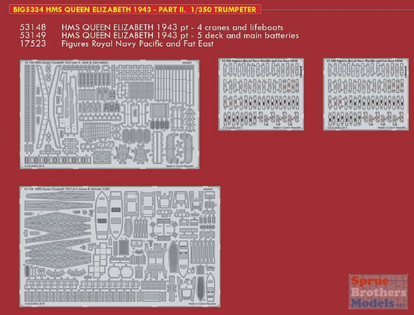 EDUBIG5334 1:350 Eduard BIG ED HMS Queen Elizabeth 1943 Part II PE Super Set (TRP kit)
