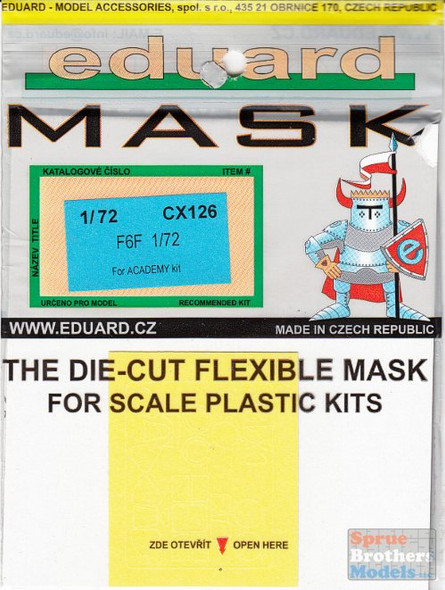 EDUCX126 1:72 Eduard Mask - F6F Hellcat (ACA kit) #CX126