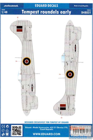 EDUD48031 1:48 Eduard Decals - Tempest Roundels Early