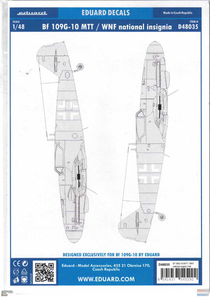 EDUD48035 1:48 Eduard Decals - Bf 109G-10 MTT / WNF National Insignia