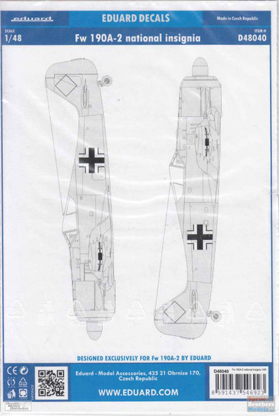 EDUD48040 1:48 Eduard Decals - Fw 190A-2 National Insignia