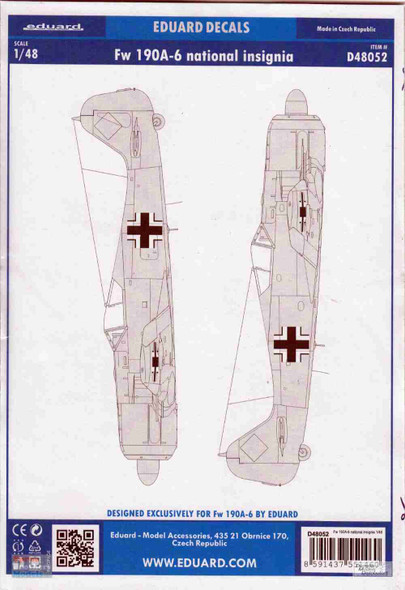 EDUD48052 1:48 Eduard Decals - Fw 190A-6 National Insignia