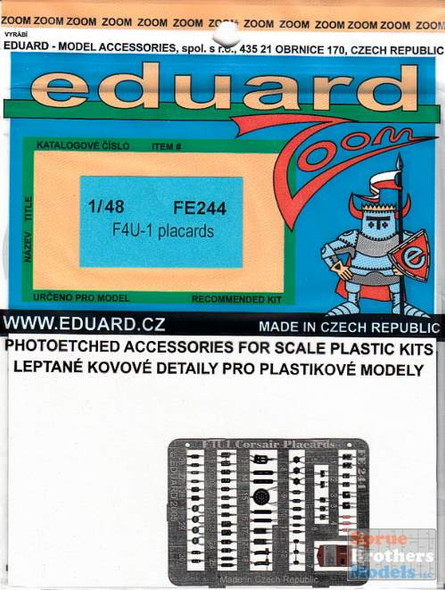 EDUFE244 1:48 Eduard Color PE - F4U-1 Corsair Placards