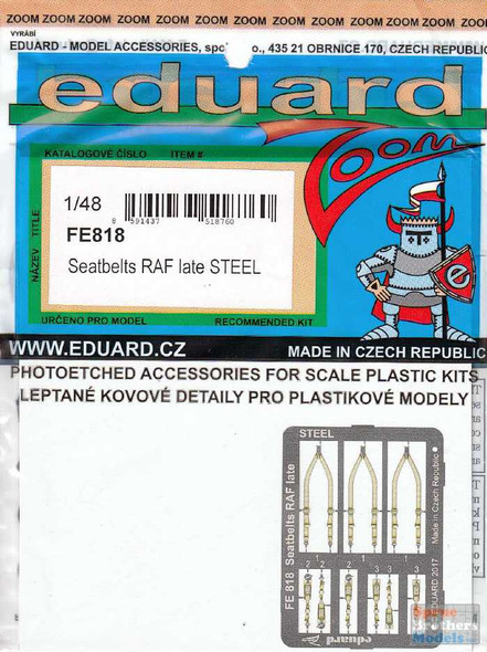 EDUFE818 1:48 Eduard Color Zoom PE - Seatbelts RAF Late [STEEL]