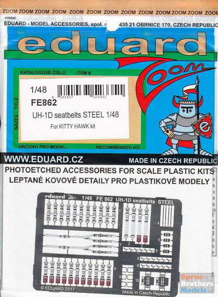 EDUFE862 1:48 Eduard Color Zoom PE - UH-1D Huey Seatrbelts [STEEL] (KTH kit)