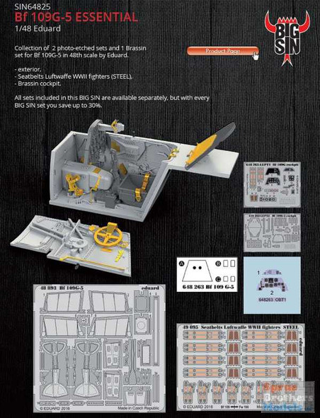 EDUSIN64825 1:48 Eduard BIG SIN Bf 109G-5 Essential Super Detail Set (EDU kit)