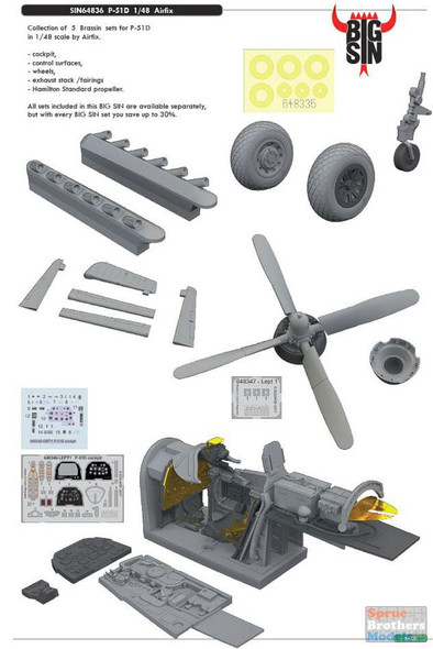 EDUSIN64836 1:48 Eduard BIG SIN P-51D Mustang Super Detail Set (AFX kit)