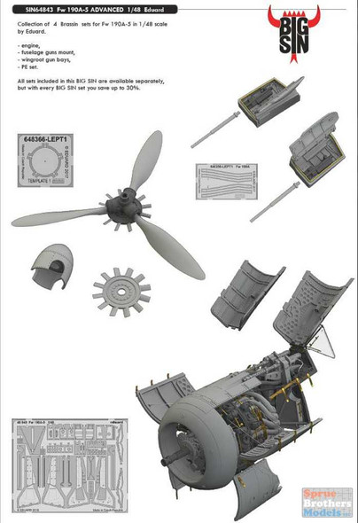 EDUSIN64843 1:48 Eduard BIG SIN Fw-190A-5 Advanced Detail Set (EDU kit)