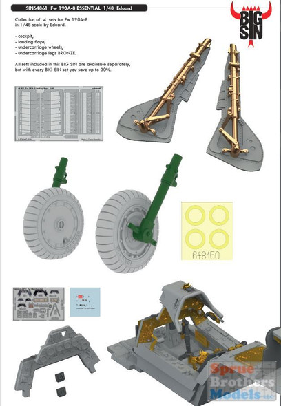 EDUSIN64861 1:48 Eduard BIG SIN Fw 190A-8 Essential Super Detail Set (EDU kit)