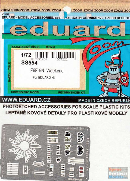EDUSS554 1:72 Eduard Color Zoom PE - F6F-5N Hellcat Weekend (EDU kit)