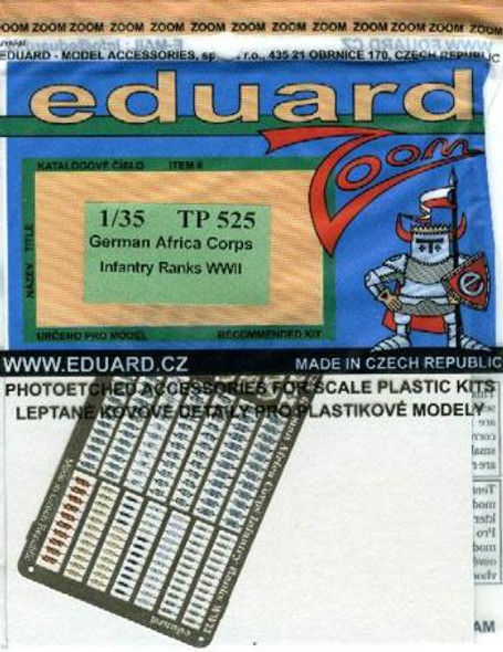 EDUTP525 1:35 Eduard Color PE - WWII German DAK Infantry Ranks #TP525 (D)