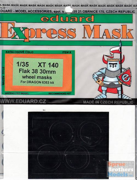EDUXT140 1:35 Eduard Mask - Flak 38 30mm Wheel Mask (DRA kit)