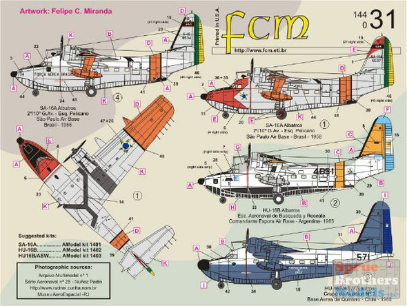 FCM14431 1:144 FCM Decals - SA-16A HU-16B Albatros