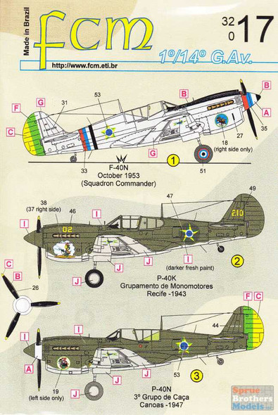 FCM32017 1:32 FCM Decals - F-40N P-40K P-40N Warhawk