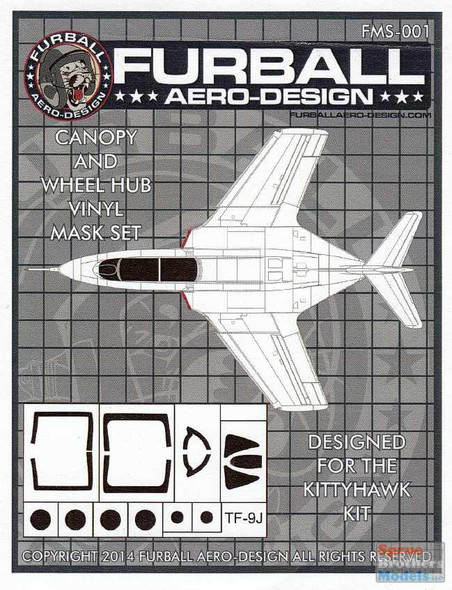 FURFMS001 1:48 Furball Aero Design Canopy & Wheel Vinyl Mask Set for TF-9J Cougar (KTH kit)