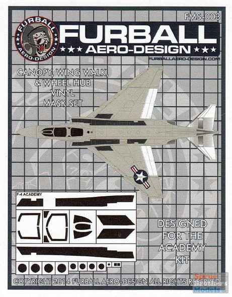 FURFMS003 1:48 Furball Aero Design Canopy, Wing Walk & Wheel Hub Vinyl Mask Set for F-4 Phantom II (ACA kit)